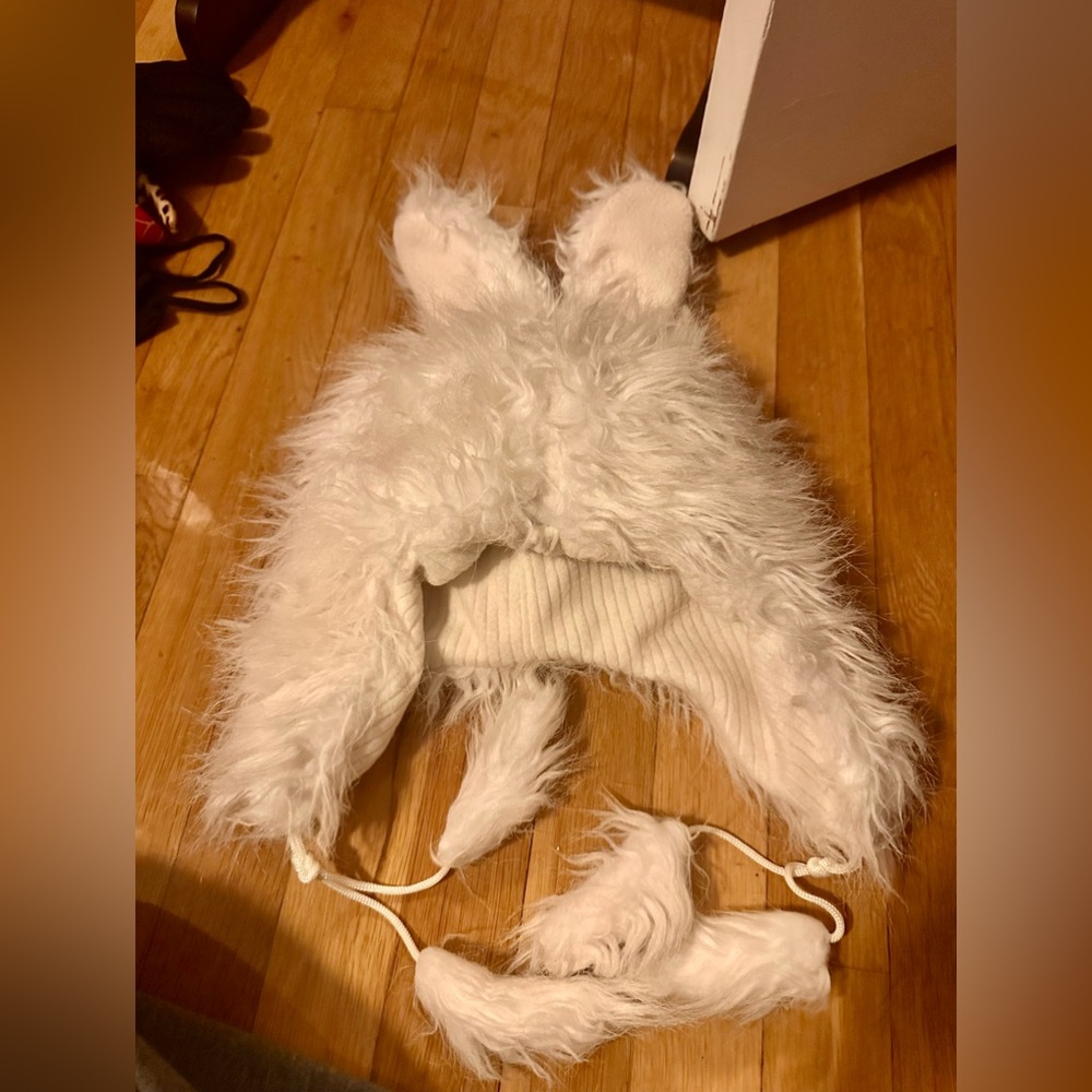 White Bunny Ears Hat View 4